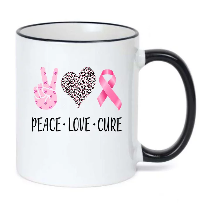 Breast Cancer Awareness Peace Love Cure Black Color Changing Mug