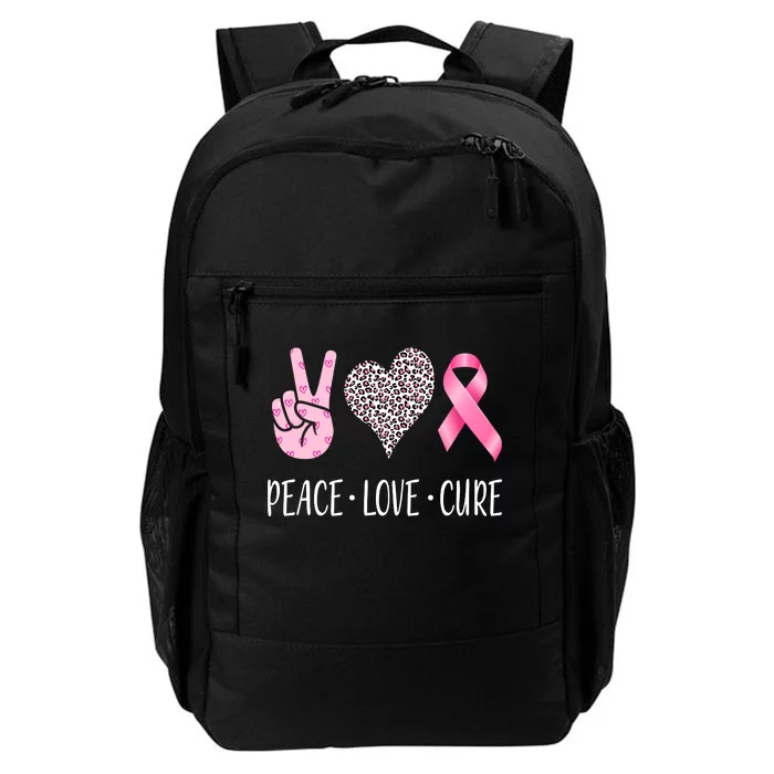 Breast Cancer Awareness Peace Love Cure Daily Commute Backpack