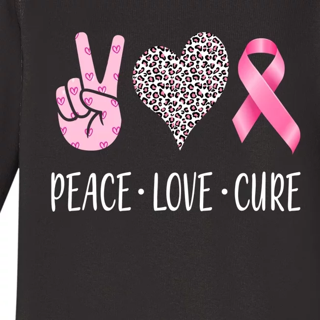 Breast Cancer Awareness Peace Love Cure Baby Long Sleeve Bodysuit