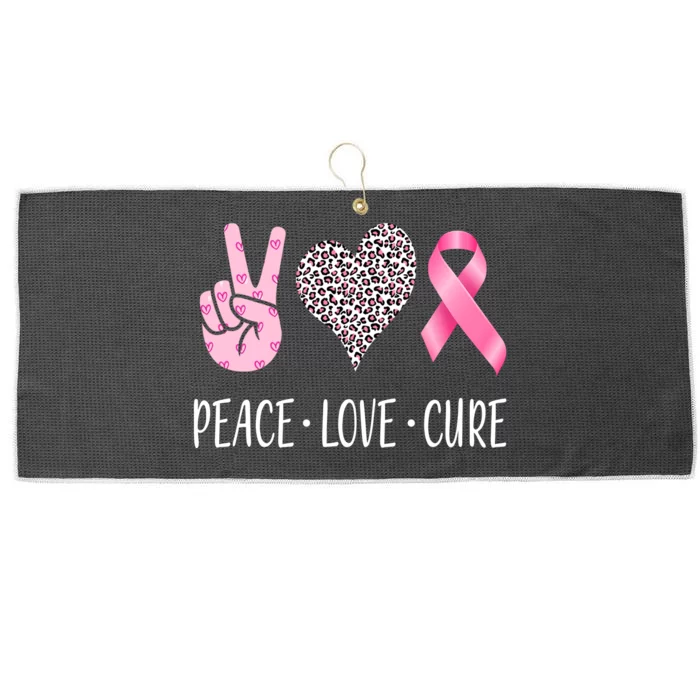 Breast Cancer Awareness Peace Love Cure Large Microfiber Waffle Golf Towel