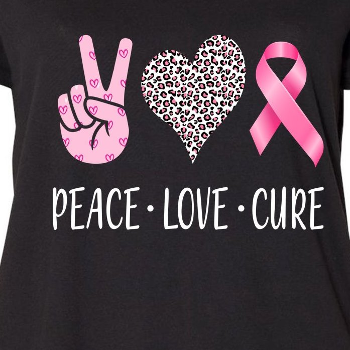 Breast Cancer Awareness Peace Love Cure Women's Plus Size T-Shirt