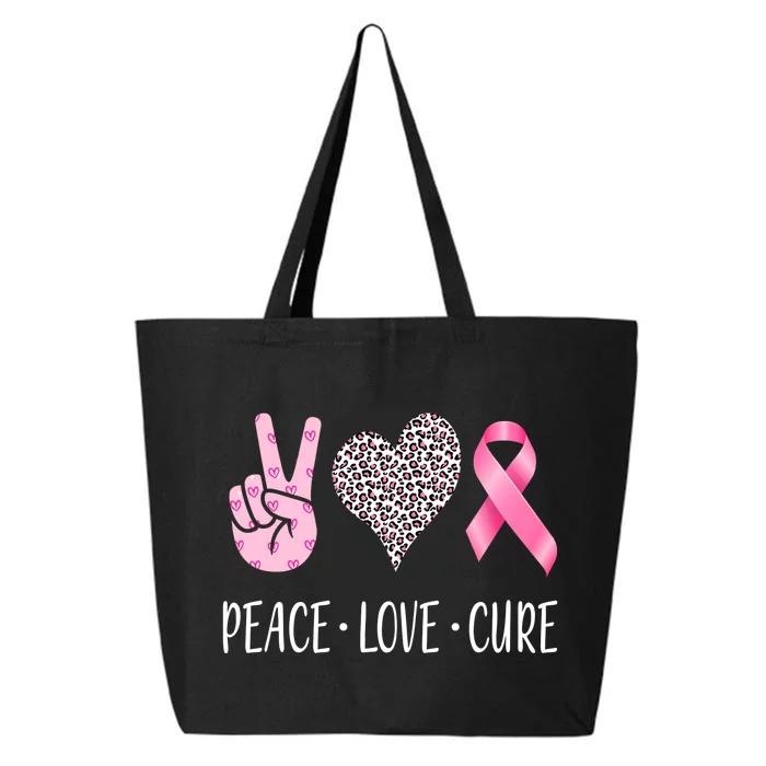 Breast Cancer Awareness Peace Love Cure 25L Jumbo Tote