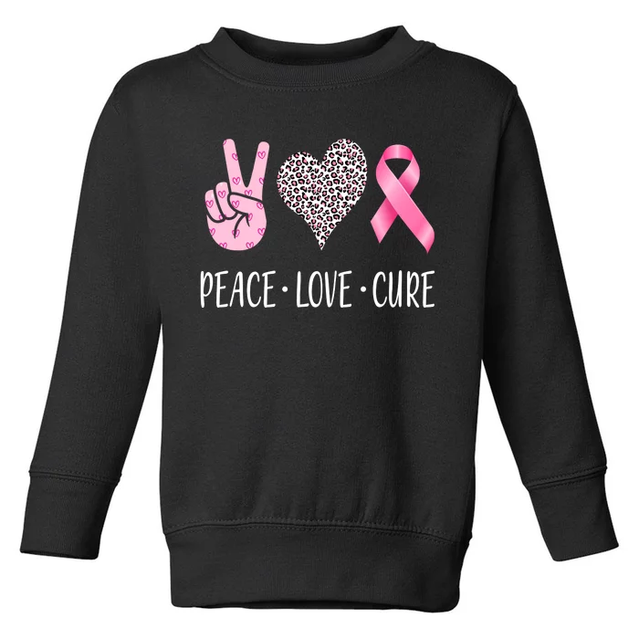 Breast Cancer Awareness Peace Love Cure Toddler Sweatshirt