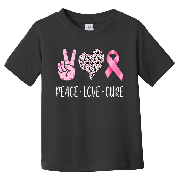 Breast Cancer Awareness Peace Love Cure Toddler T-Shirt