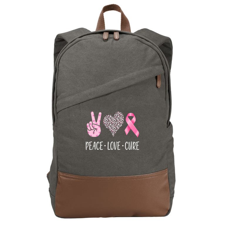 Breast Cancer Awareness Peace Love Cure Cotton Canvas Backpack