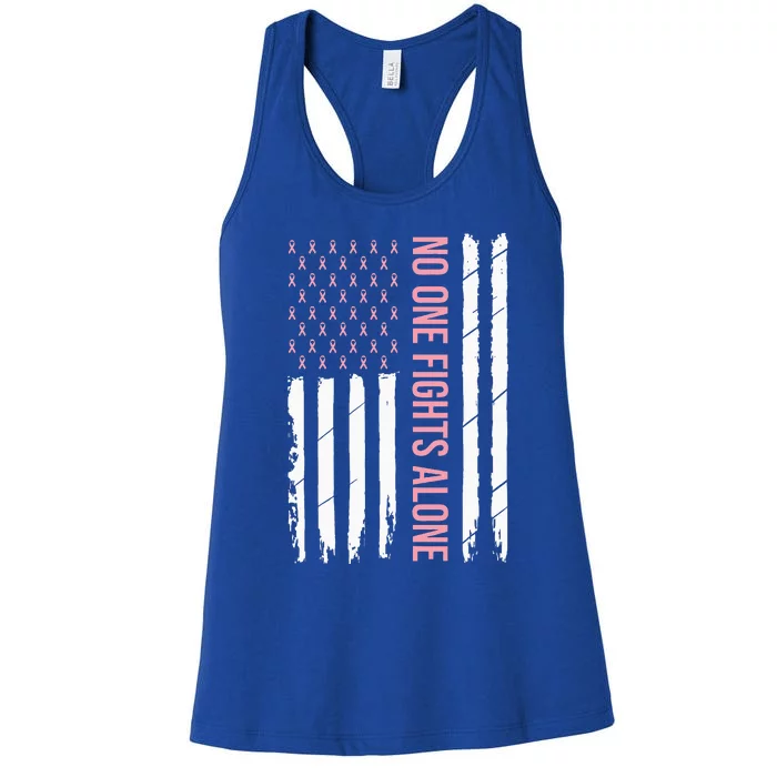 Breast Cancer Awareness Usa American Flag Women's Racerback Tank