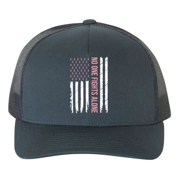 Breast Cancer Awareness Usa American Flag Yupoong Adult 5-Panel Trucker Hat