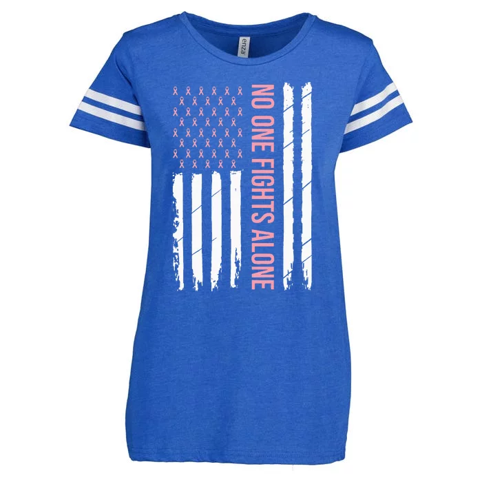 Breast Cancer Awareness Usa American Flag Enza Ladies Jersey Football T-Shirt