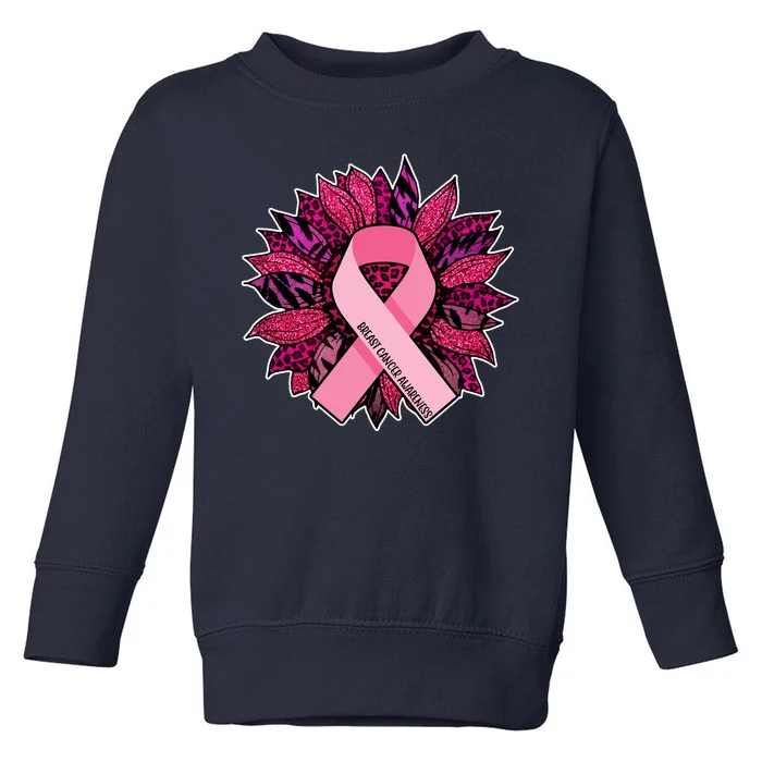 Breast Cancer Awareness Flower Ribbon Toddler Sweatshirt