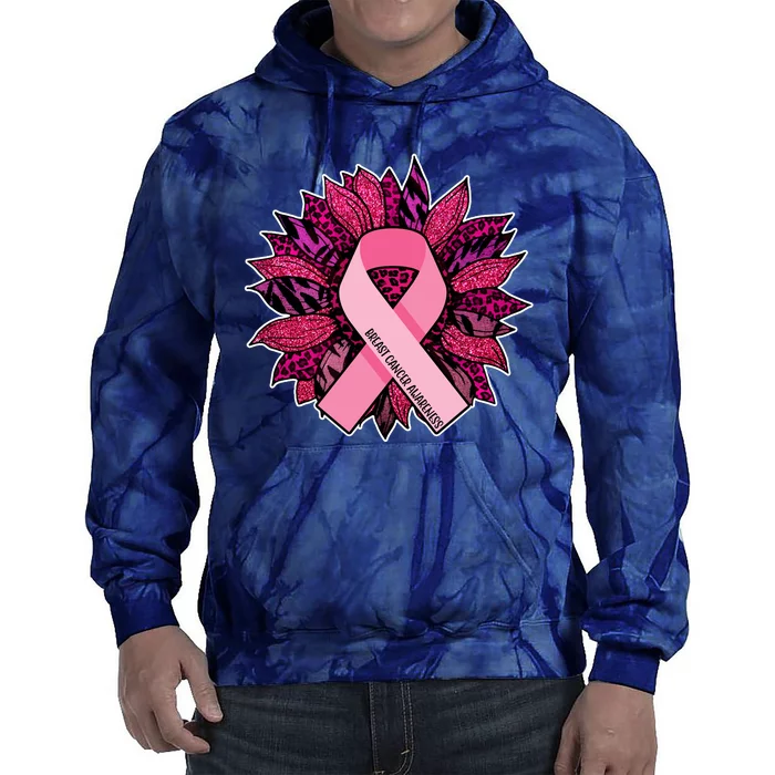 Breast Cancer Awareness Flower Ribbon Tie Dye Hoodie