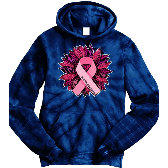 Breast Cancer Awareness Flower Ribbon Tie Dye Hoodie