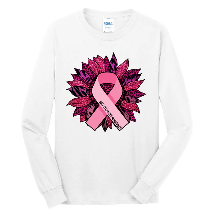 Breast Cancer Awareness Flower Ribbon Tall Long Sleeve T-Shirt