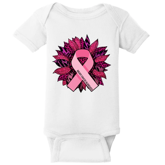 Breast Cancer Awareness Flower Ribbon Baby Bodysuit