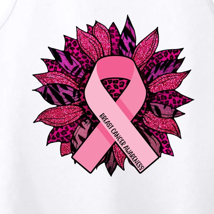 Breast Cancer Awareness Flower Ribbon Performance Tank