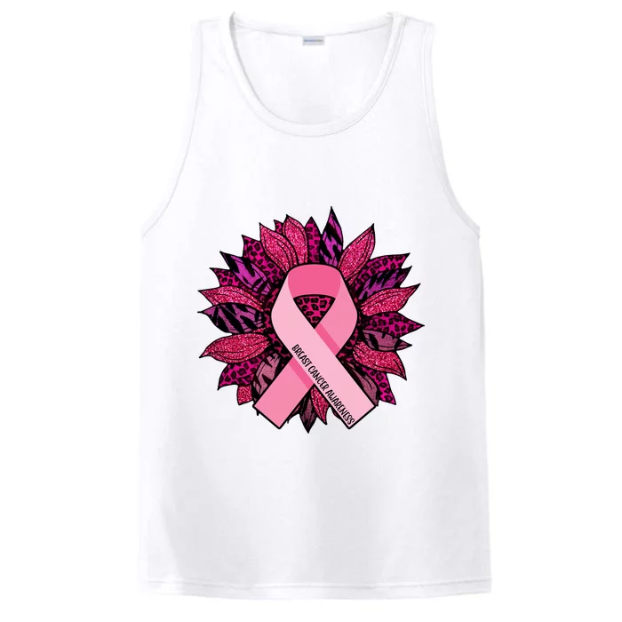 Breast Cancer Awareness Flower Ribbon Performance Tank