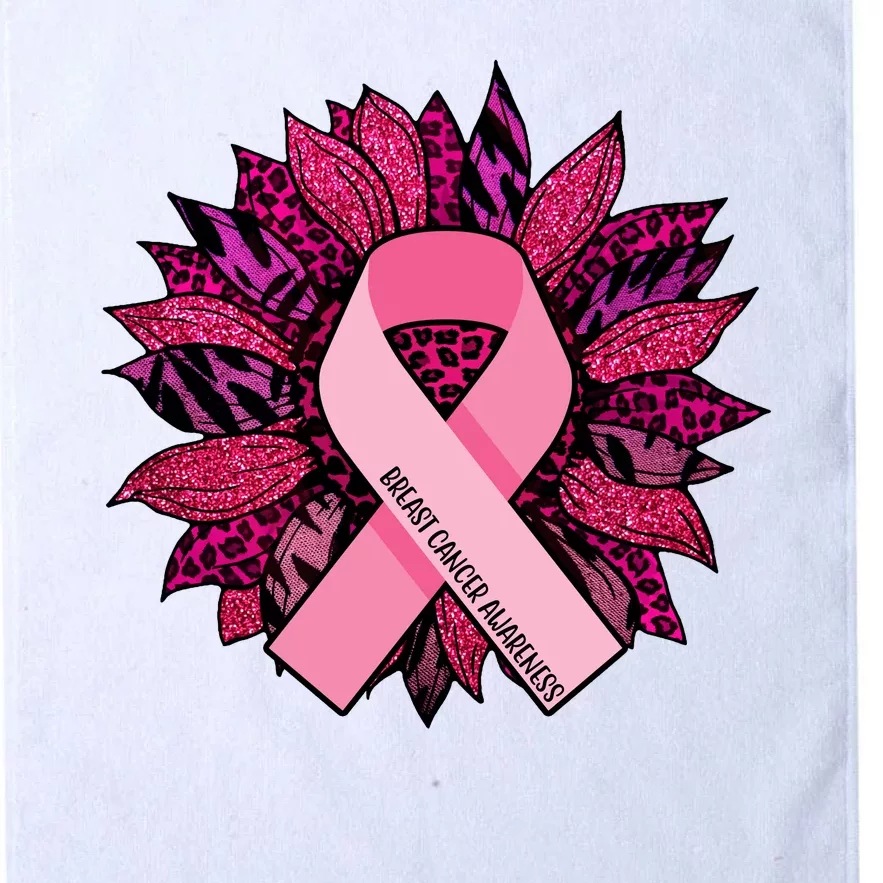 Breast Cancer Awareness Flower Ribbon Platinum Collection Golf Towel