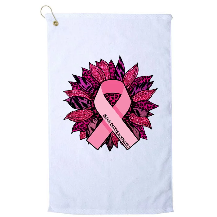 Breast Cancer Awareness Flower Ribbon Platinum Collection Golf Towel