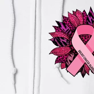 Breast Cancer Awareness Flower Ribbon Full Zip Hoodie