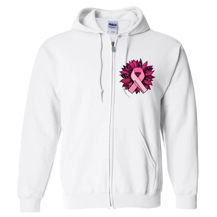 Breast Cancer Awareness Flower Ribbon Full Zip Hoodie