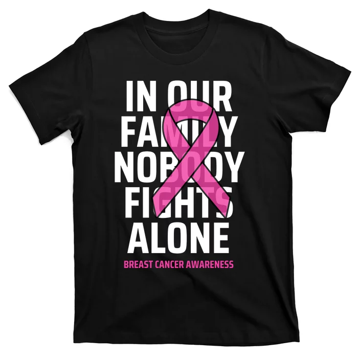 Breast Cancer Awareness Nobody Fights Alone Breast Cancer T-Shirt