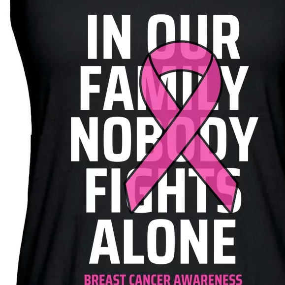 Breast Cancer Awareness Nobody Fights Alone Breast Cancer Ladies Essential Flowy Tank