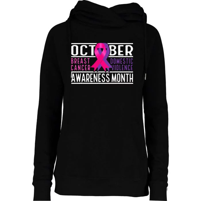 Breast Cancer And Domestic Violence Awareness Month Womens Funnel Neck Pullover Hood