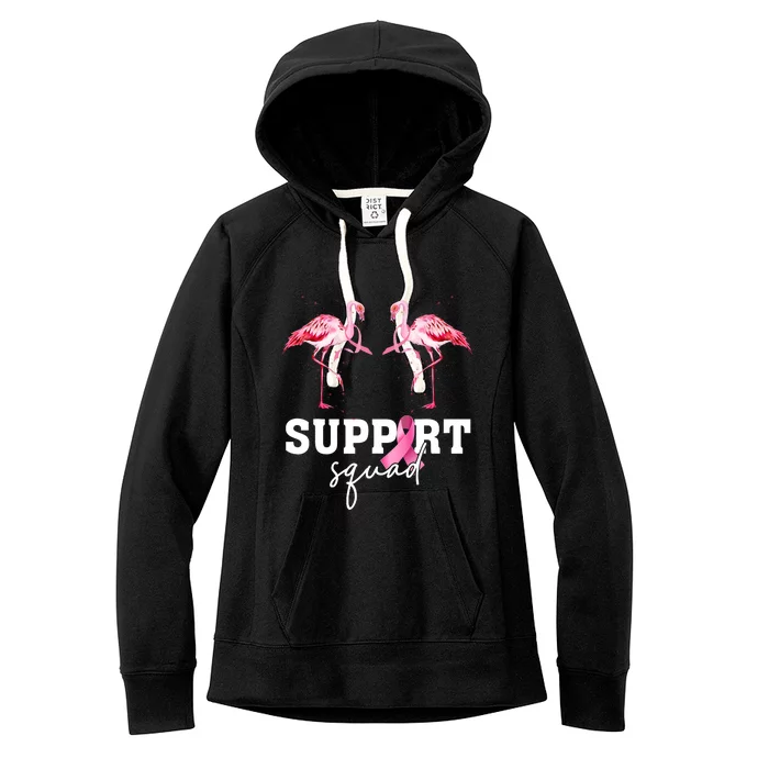 Breast Cancer Awareness Flamingo Support Squad Women's Fleece Hoodie