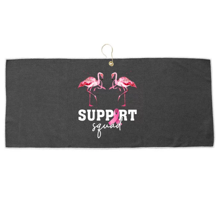 Breast Cancer Awareness Flamingo Support Squad Large Microfiber Waffle Golf Towel