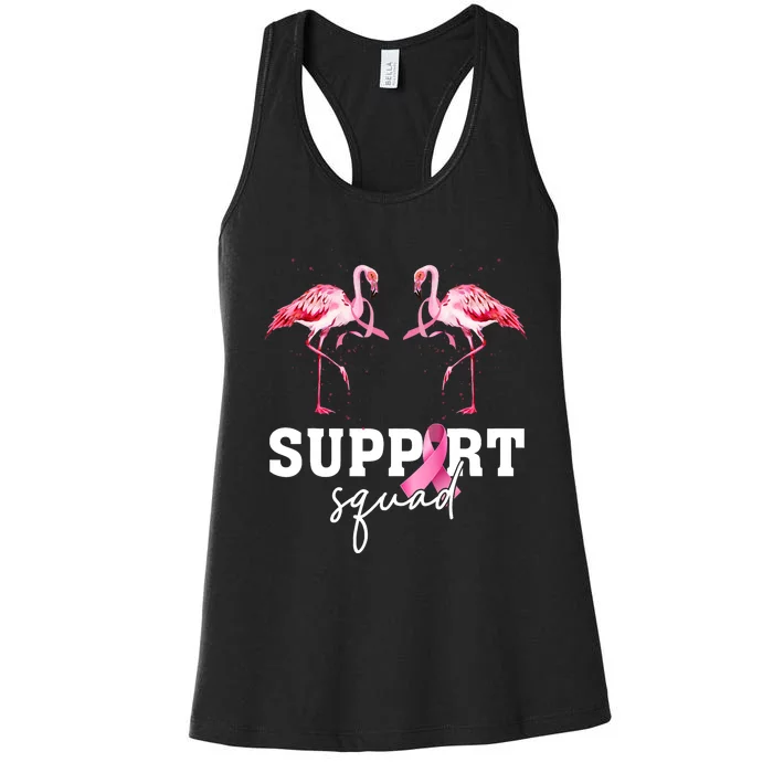 Breast Cancer Awareness Flamingo Support Squad Women's Racerback Tank