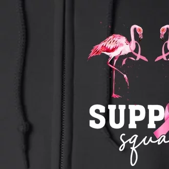 Breast Cancer Awareness Flamingo Support Squad Full Zip Hoodie