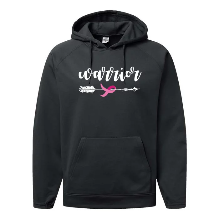 Breast Cancer Awareness Warrior Pink Ribbon Performance Fleece Hoodie