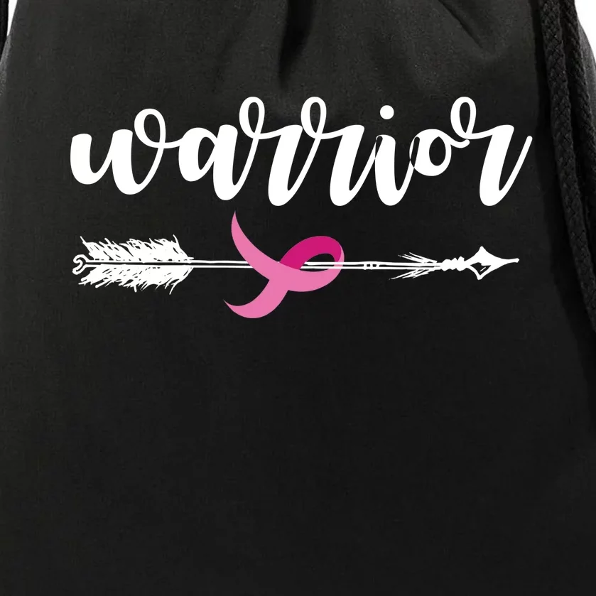 Breast Cancer Awareness Warrior Pink Ribbon Drawstring Bag