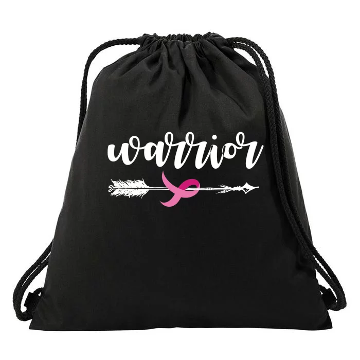 Breast Cancer Awareness Warrior Pink Ribbon Drawstring Bag