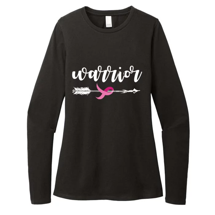 Breast Cancer Awareness Warrior Pink Ribbon Womens CVC Long Sleeve Shirt