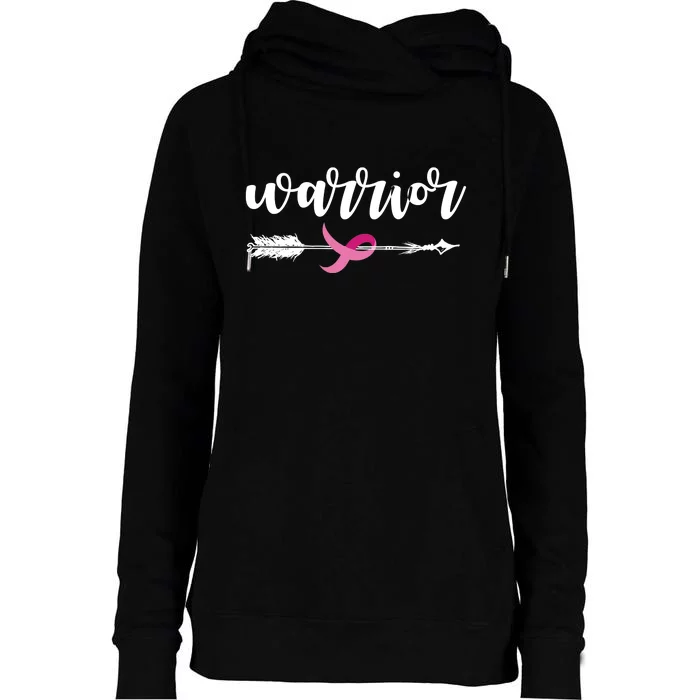 Breast Cancer Awareness Warrior Pink Ribbon Womens Funnel Neck Pullover Hood