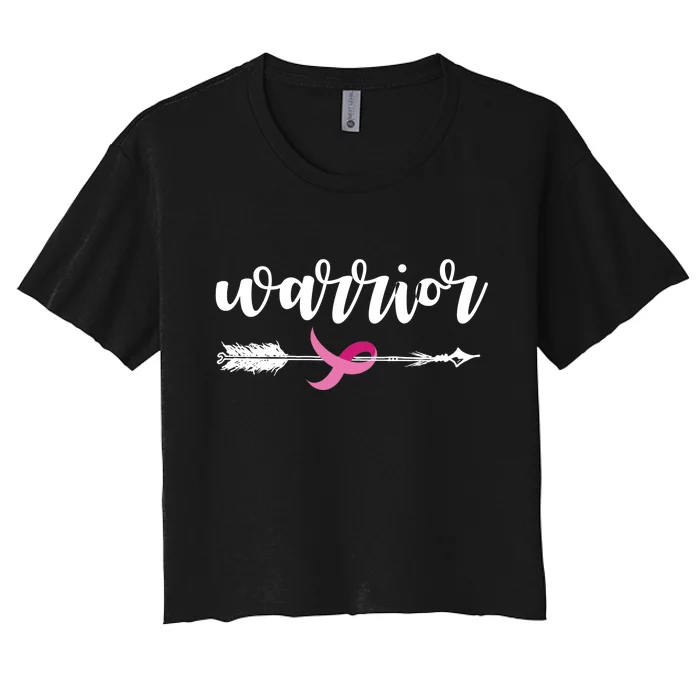 Breast Cancer Awareness Warrior Pink Ribbon Women's Crop Top Tee