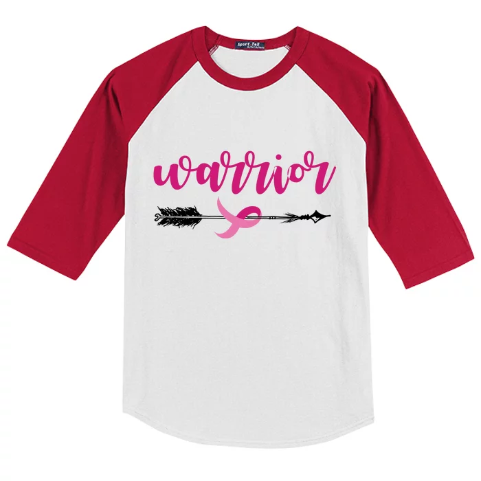 Breast Cancer Awareness Warrior Pink Ribbon Kids Colorblock Raglan Jersey