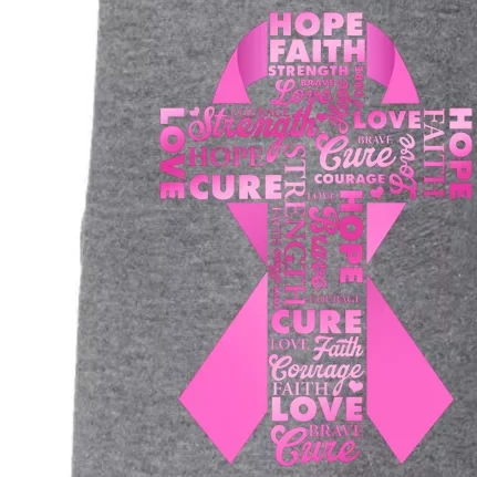 Breast Cancer Awareness Word Text Art Ribbon Cross Doggie 3-End Fleece Hoodie