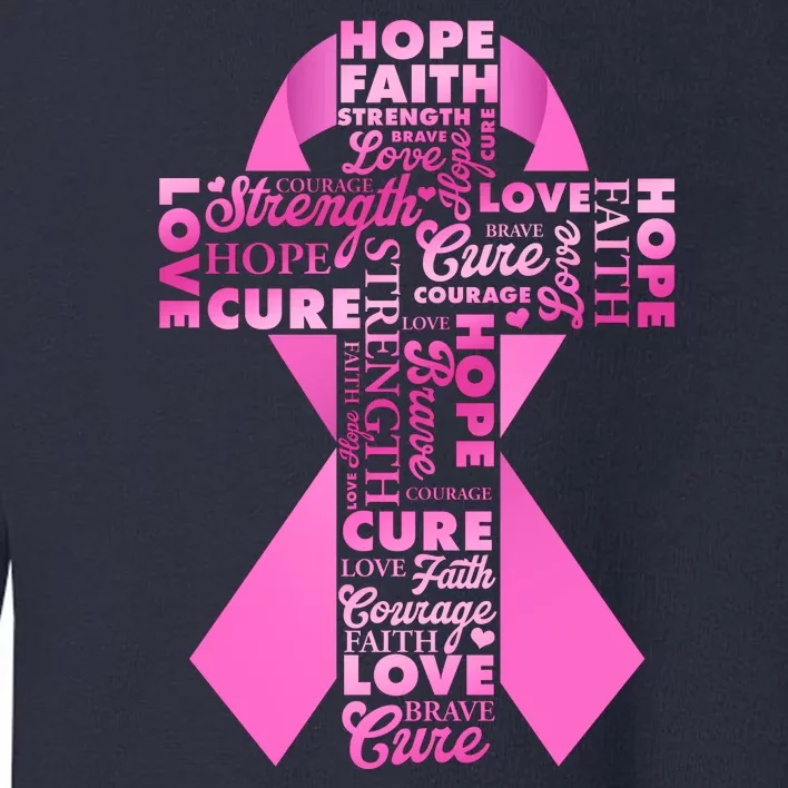 Breast Cancer Awareness Word Text Art Ribbon Cross Toddler Sweatshirt