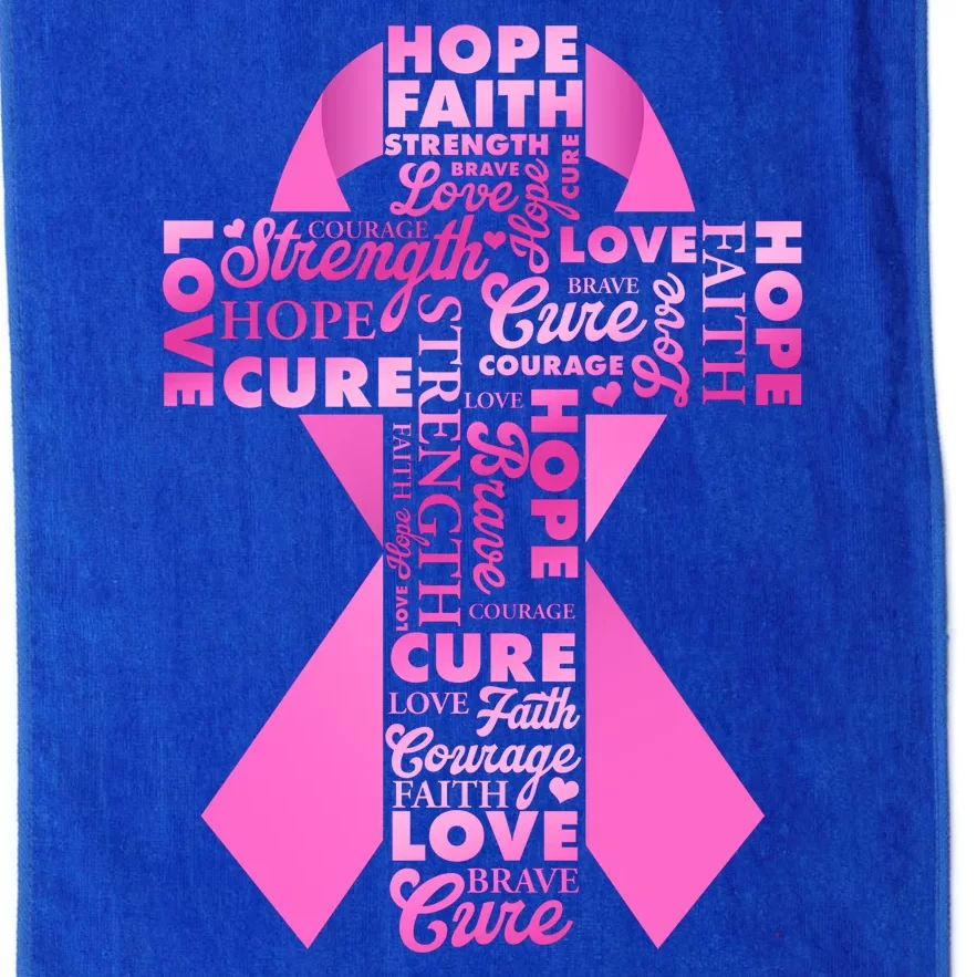 Breast Cancer Awareness Word Text Art Ribbon Cross Platinum Collection Golf Towel