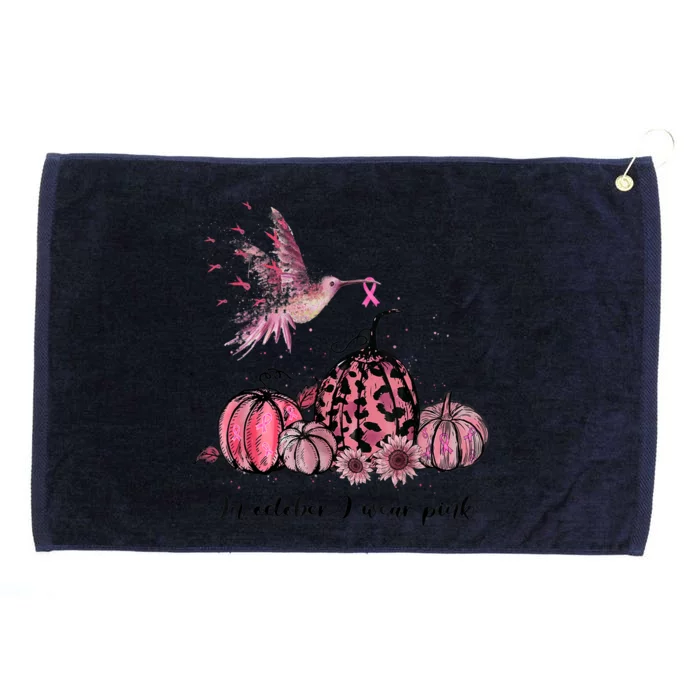 Breast Cancer Awareness In October We Wear Pink Hummingbird Grommeted Golf Towel