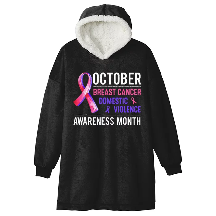 Breast Cancer Awareness & Domestic Violence Awareness Month Hooded Wearable Blanket