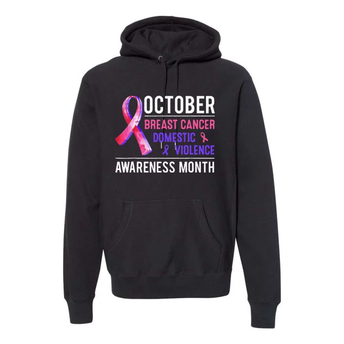 Breast Cancer Awareness & Domestic Violence Awareness Month Premium Hoodie