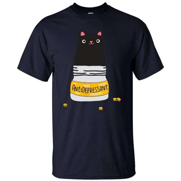 Black Cat Antidepressant  Morningstar Cute Kitten Paws Tall T-Shirt