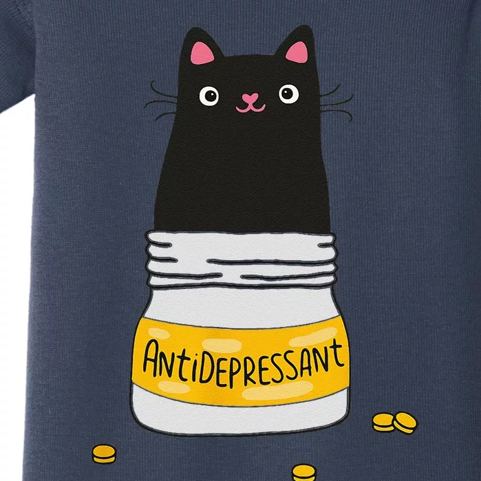 Black Cat Antidepressant  Morningstar Cute Kitten Paws Baby Bodysuit