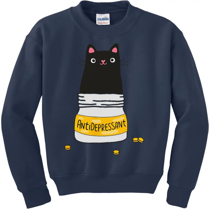 Black Cat Antidepressant  Morningstar Cute Kitten Paws Kids Sweatshirt