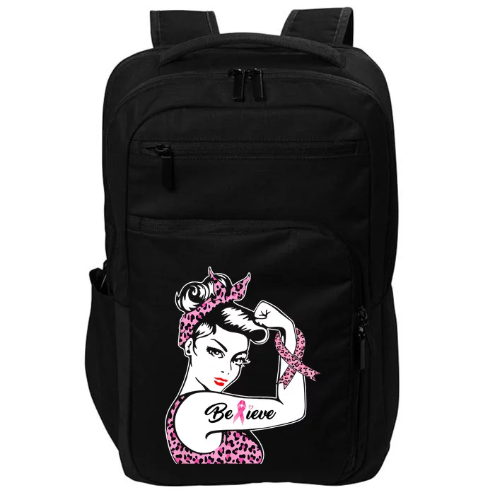 Breast Cancer Awareness Warrior Support Believe Impact Tech Backpack