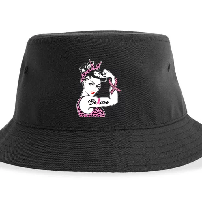 Breast Cancer Awareness Warrior Support Believe Sustainable Bucket Hat