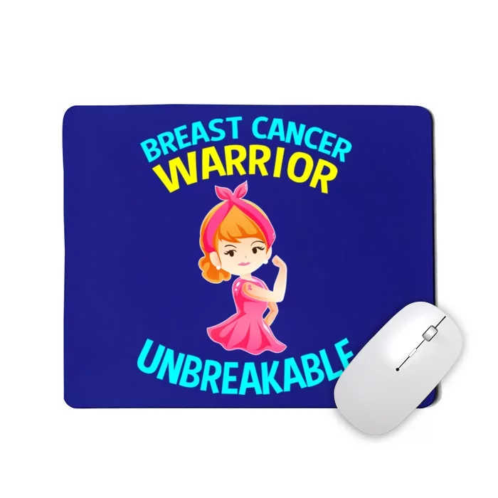 Breast Cancer Awareness Funny Gift Unbreakable Pink Warrior Gift Mousepad