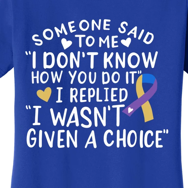 Bladder Cancer Awareness Blue Yellow Purple Ribbon Chemo Meaningful Gift Women's T-Shirt